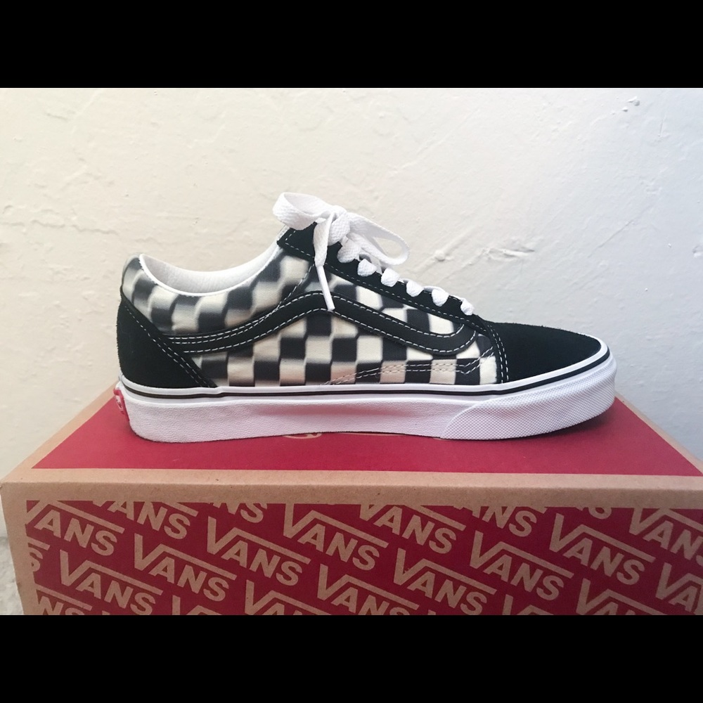 vans old skool blur black&white checkerboard shoe
